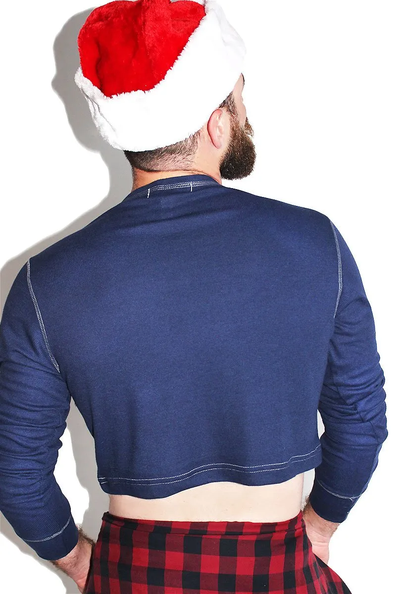 Santa Sugar Daddy Long Sleeve Crop Thermal-Navy