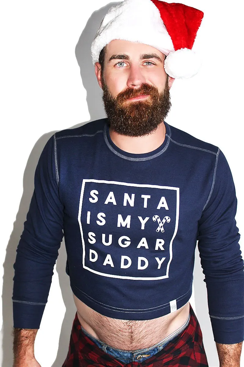 Santa Sugar Daddy Long Sleeve Crop Thermal-Navy