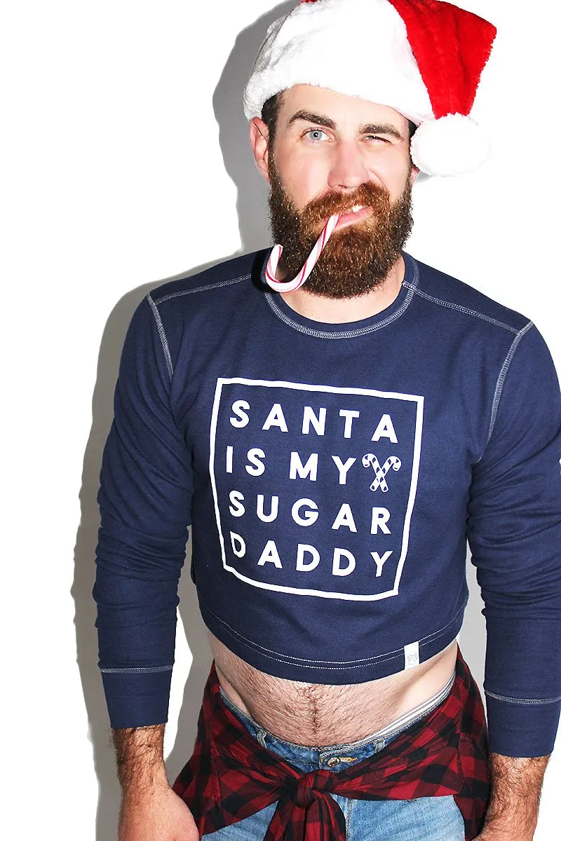 Santa Sugar Daddy Long Sleeve Crop Thermal-Navy