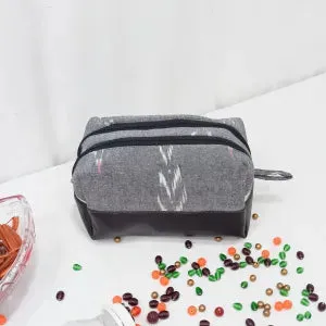 Sarus Crane Series Double Zip Vanity Grey with White and Pink Prints