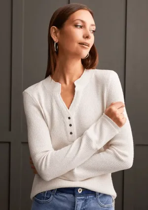 Simone Henley Thermal Top - Eggshell