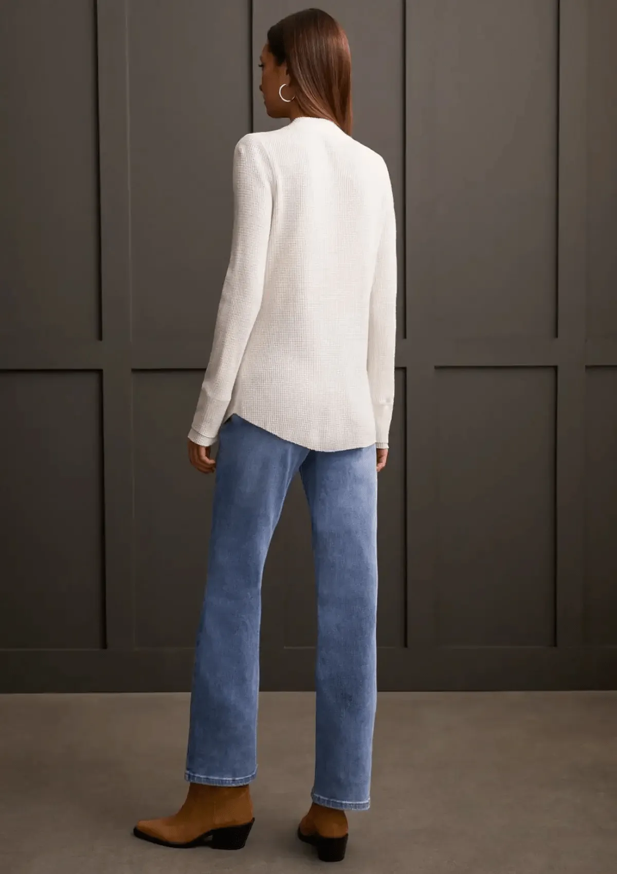 Simone Henley Thermal Top - Eggshell