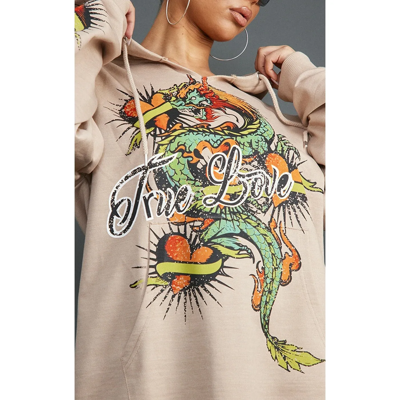 Stone Oversized Graphic Printed Jumper