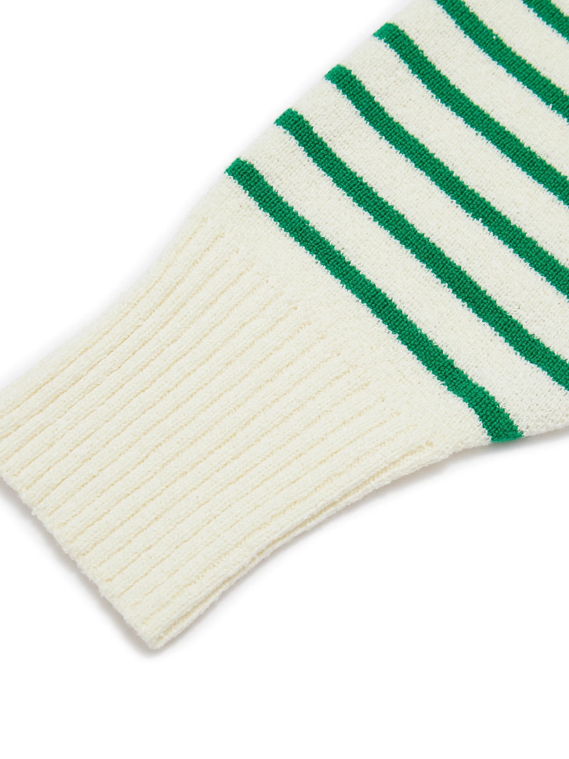 Striped POLO Neck Knit Top