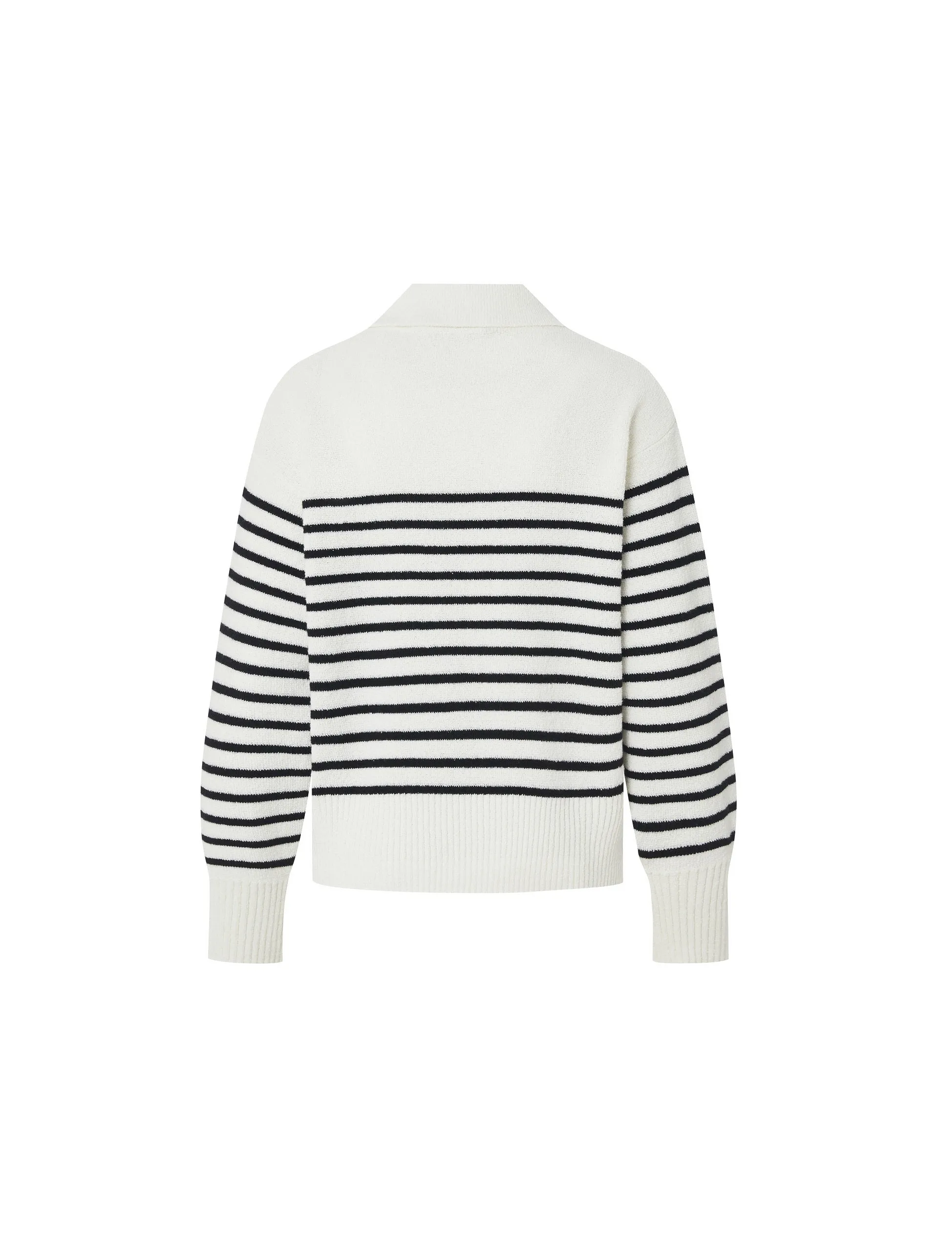 Striped POLO Neck Knit Top