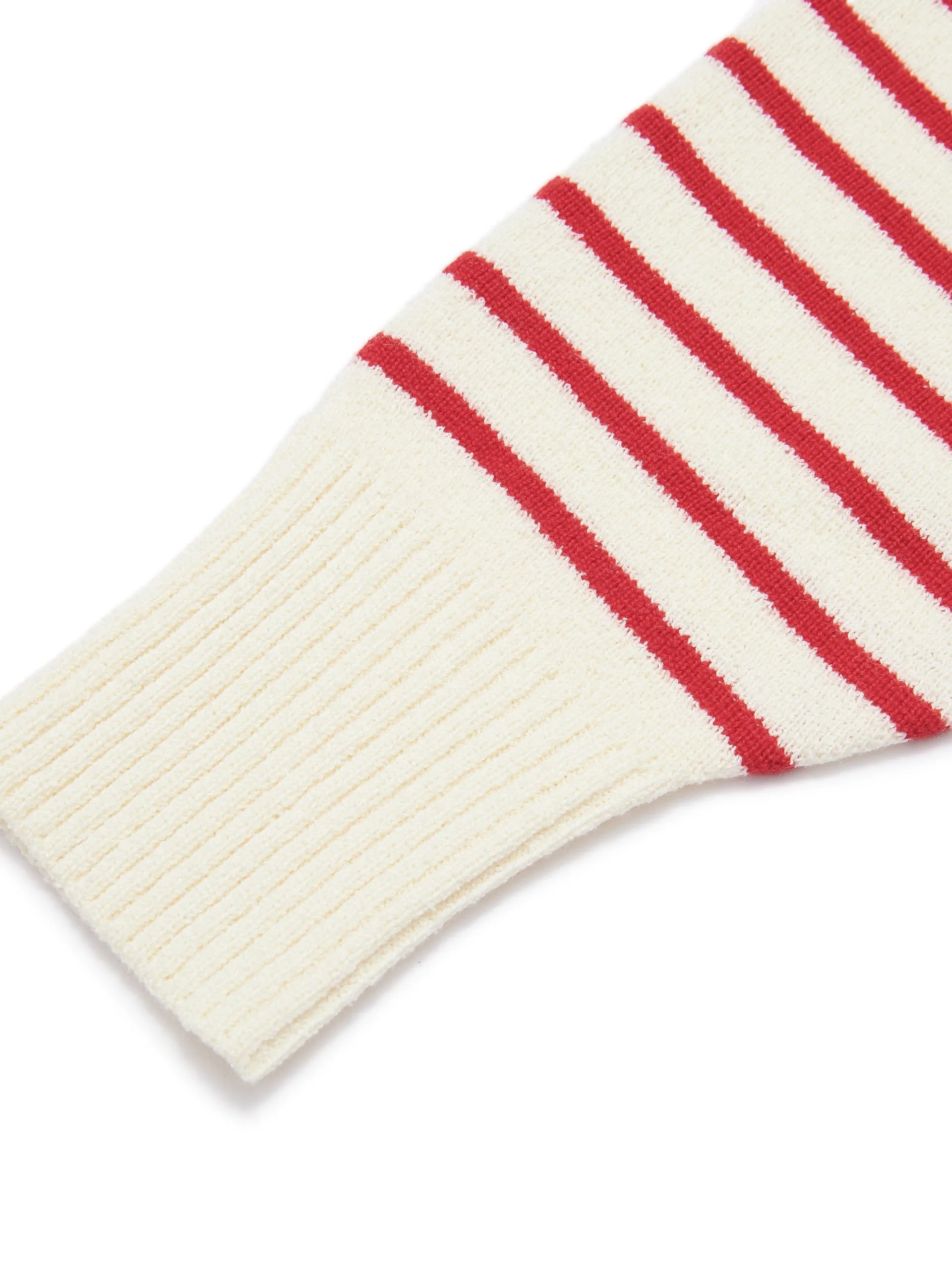 Striped POLO Neck Knit Top