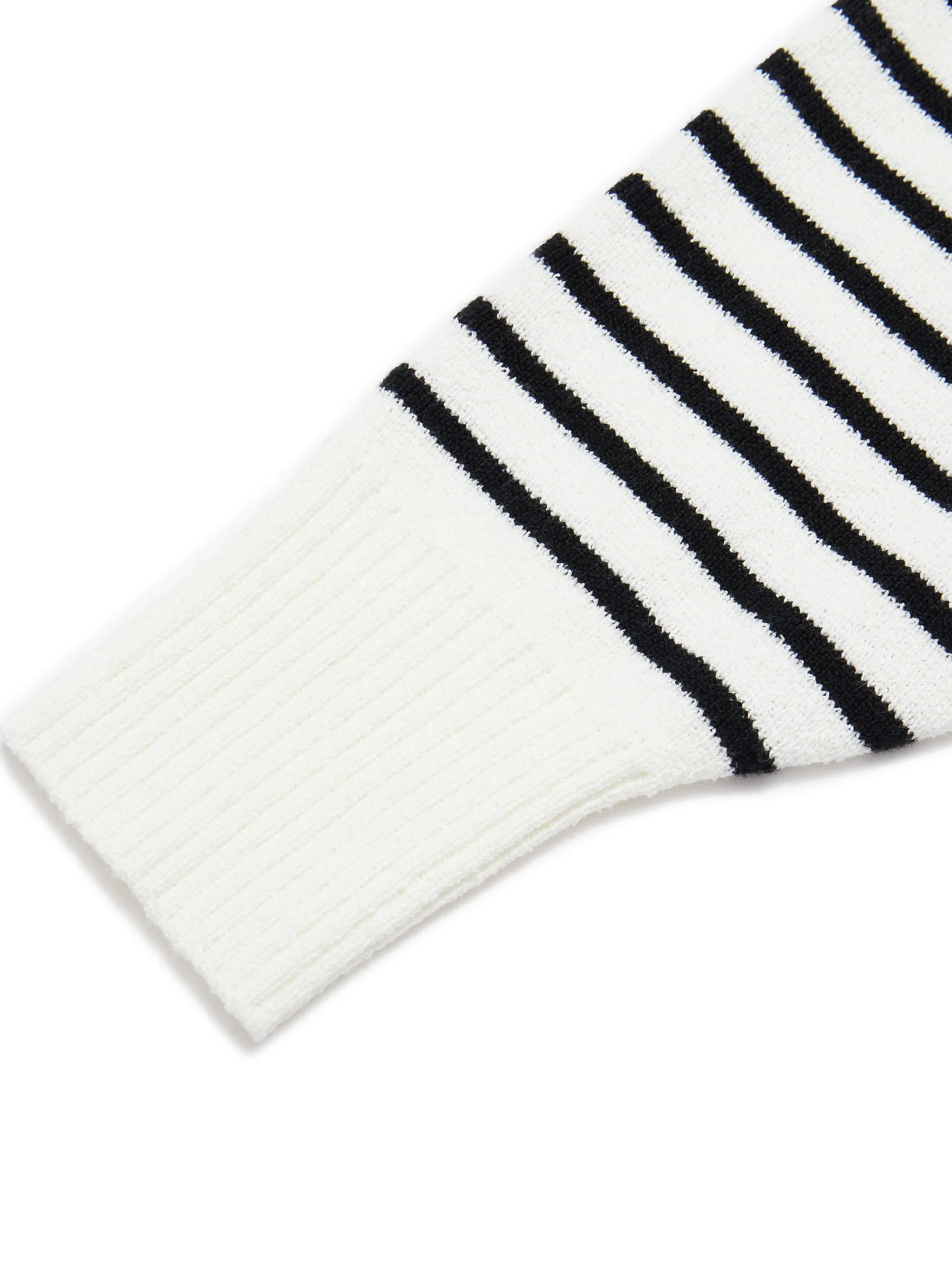 Striped POLO Neck Knit Top