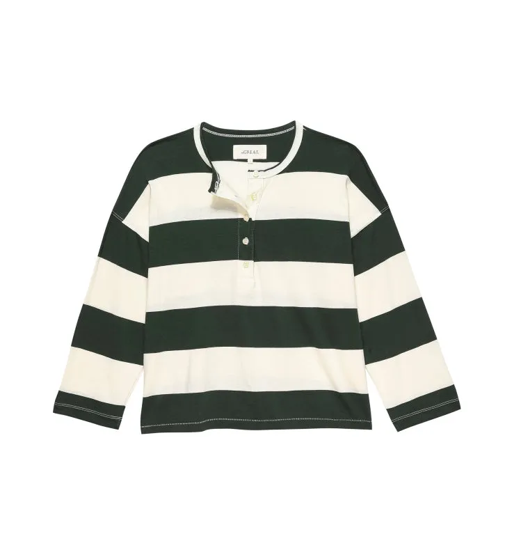 The Great - The Shrunken Henley in Dark Cypress Stripe