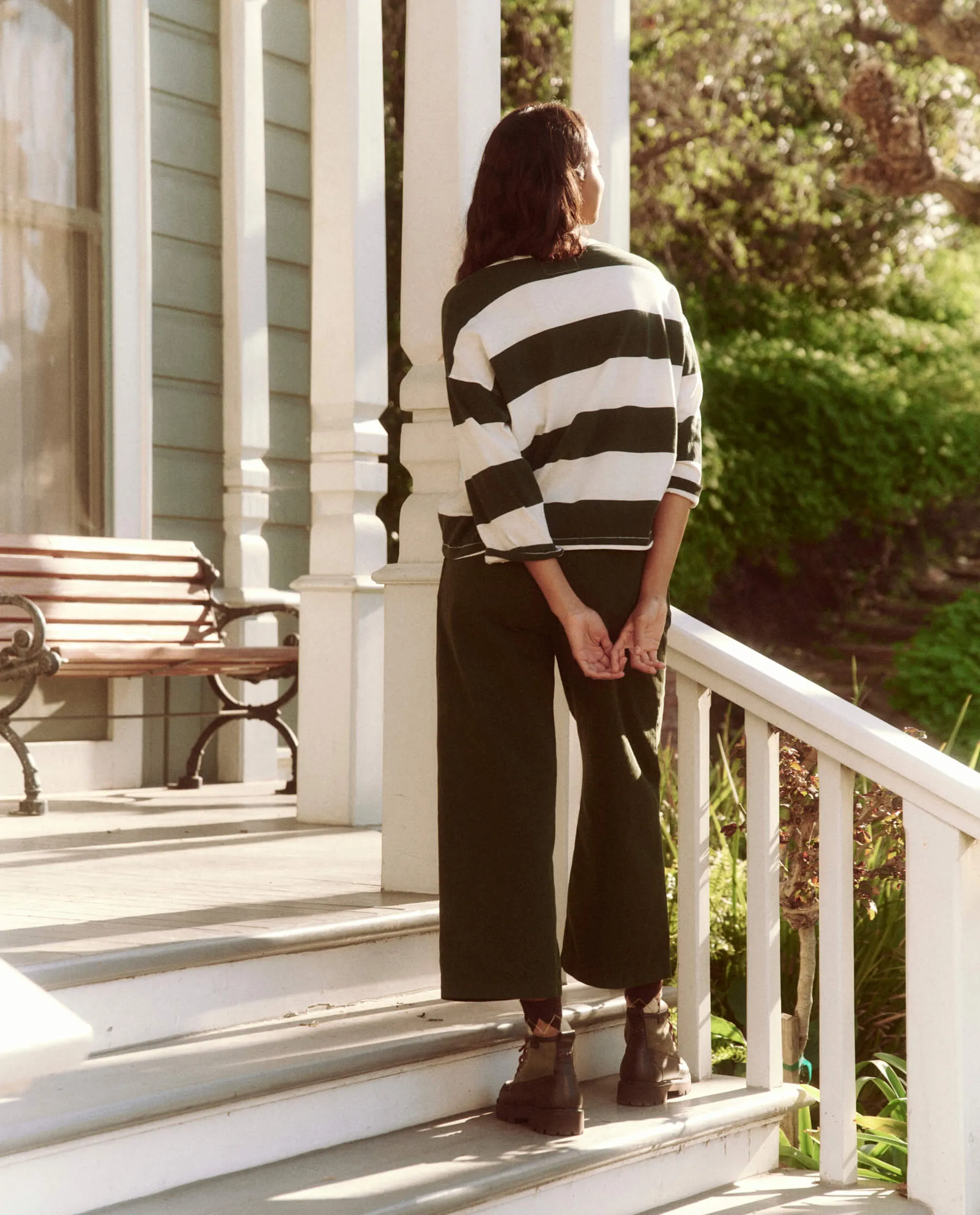 The Great - The Shrunken Henley in Dark Cypress Stripe