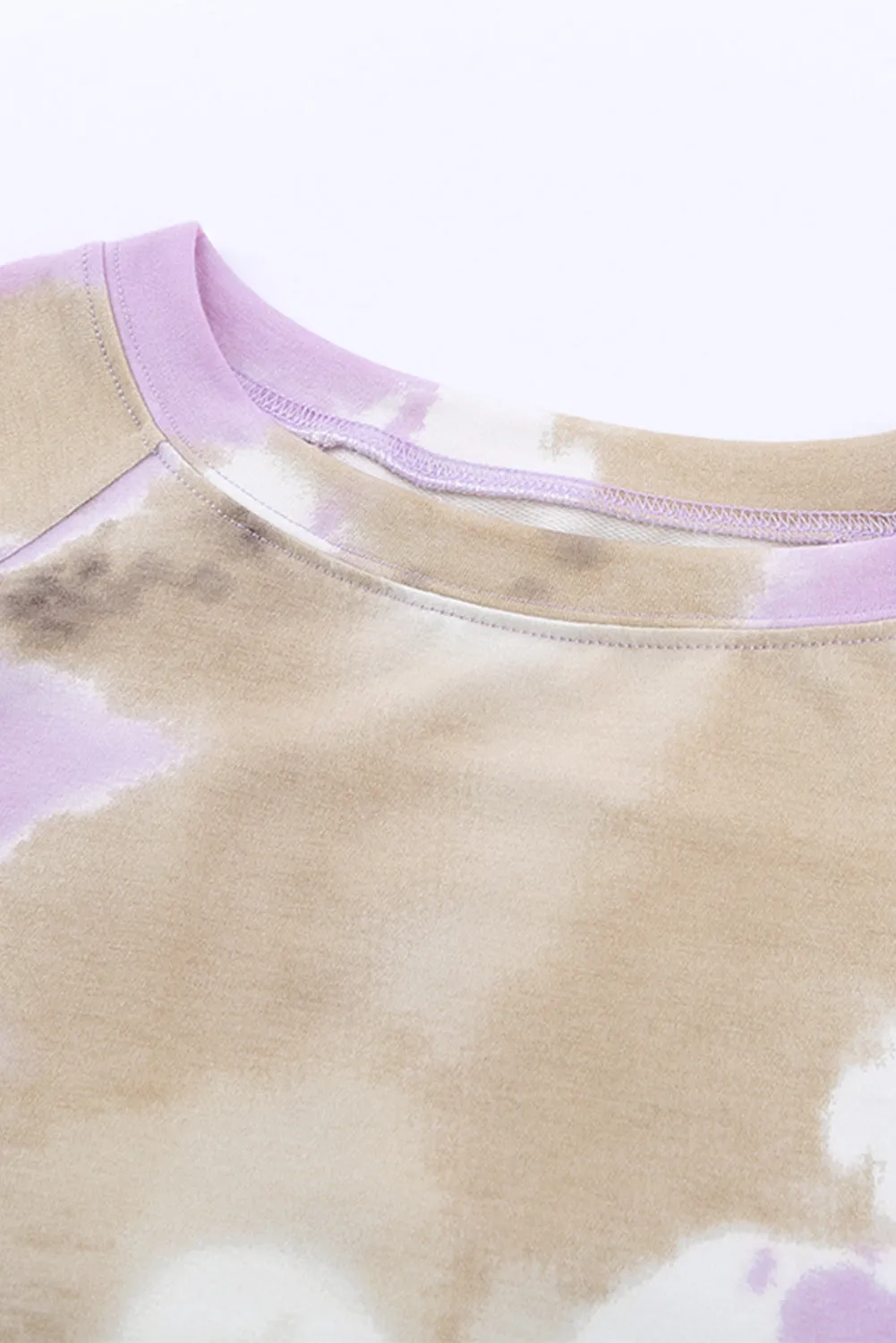 Tie-Dye Raglan Sleeve Top and Drawstring Pants Lounge Set