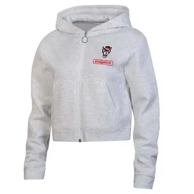Utah Utes Women's Full Zip-Up Cropped Hooded Fleece Hoodie Screen Print Logo