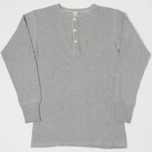 Warehouse & Co 5904 L/S Waffle Knit Henley - Heather Grey