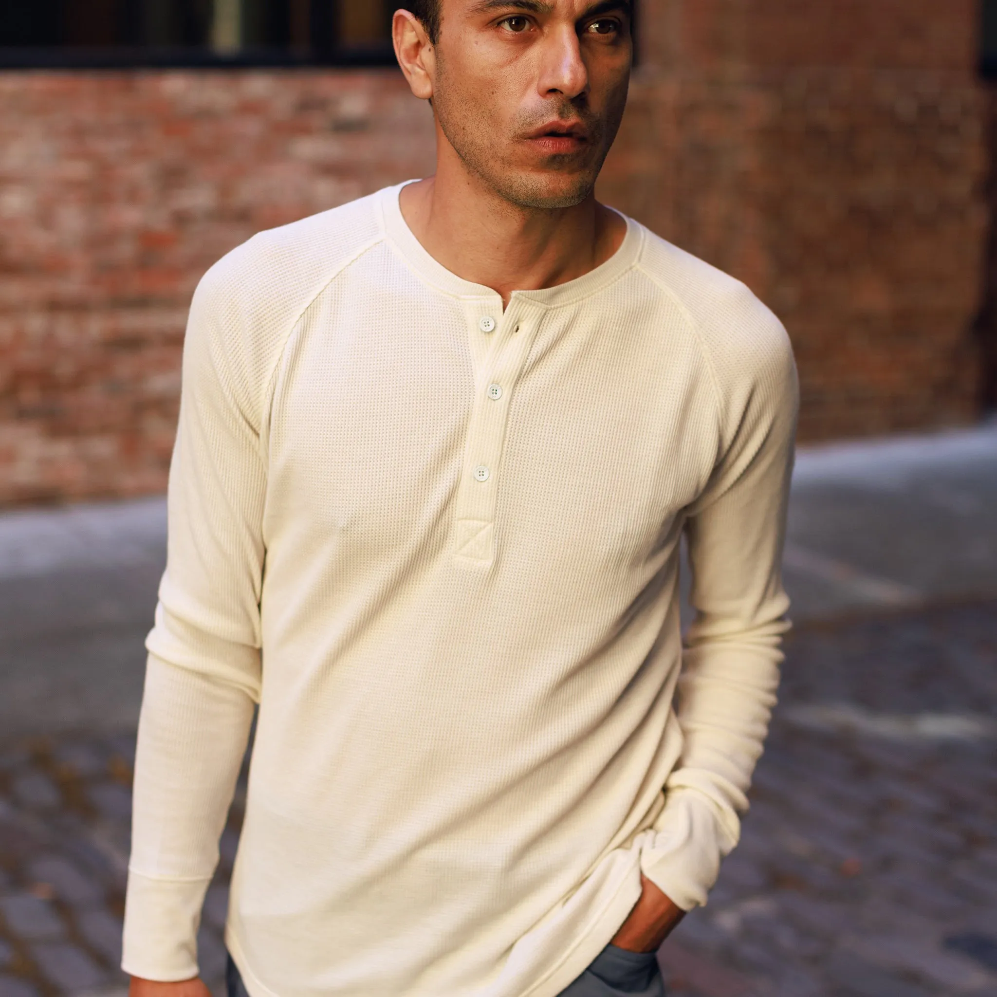 Weekend Thermal Henley in Dark Khaki