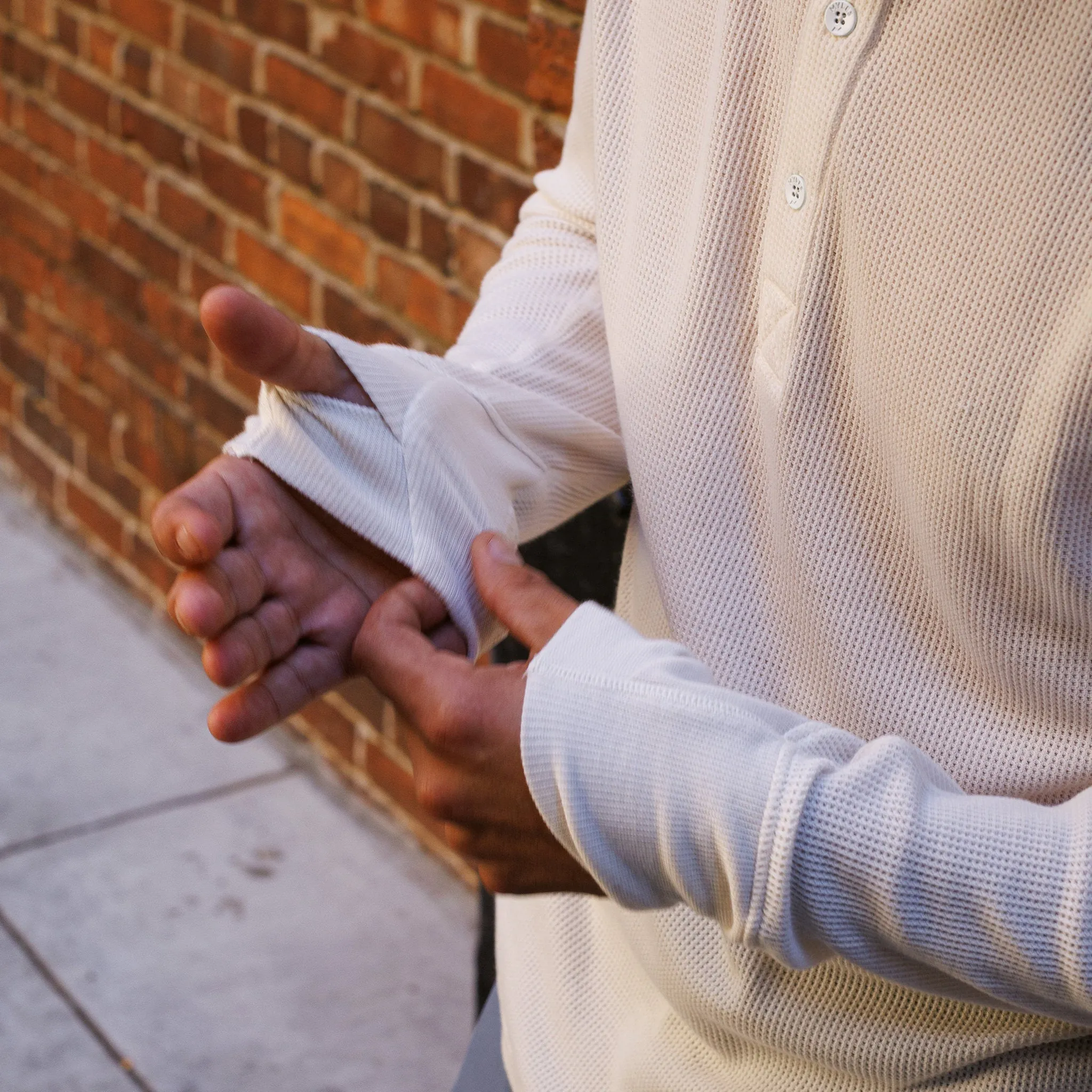 Weekend Thermal Henley in Dark Khaki