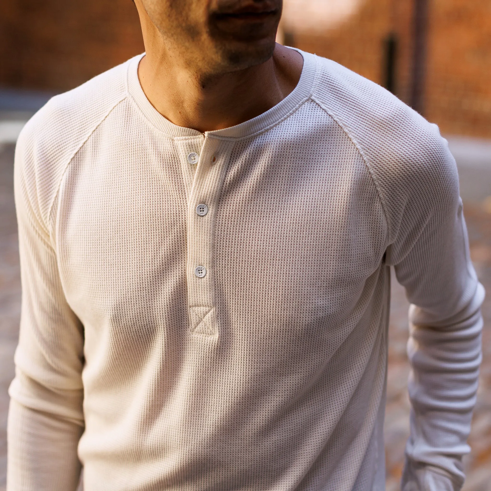 Weekend Thermal Henley in Dark Khaki