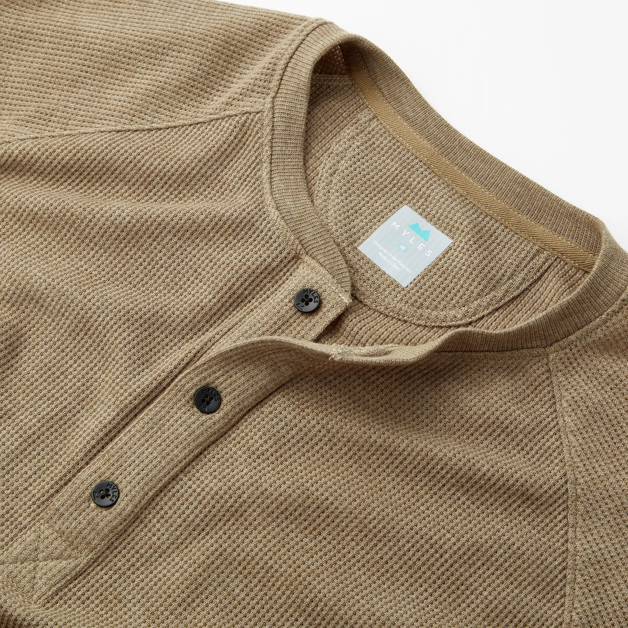 Weekend Thermal Henley in Dark Khaki