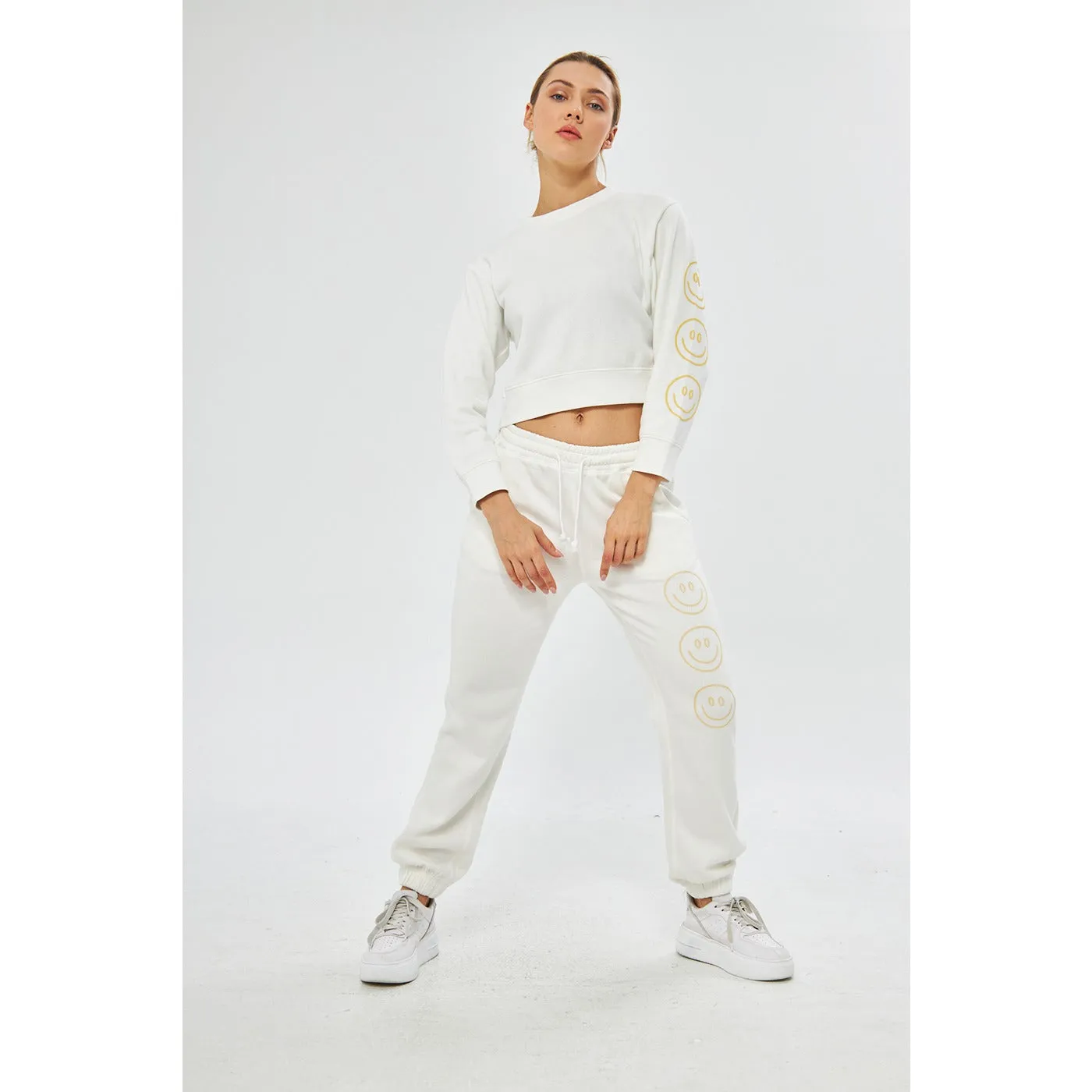 White Oversized Cropped Sweatshirt