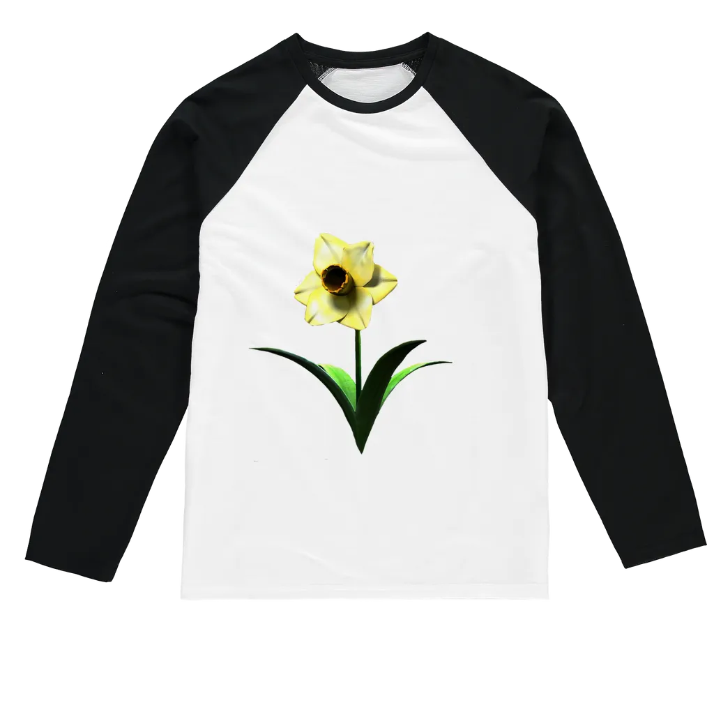 Yellow Flower Sublimation Baseball Long Sleeve T-Shirt