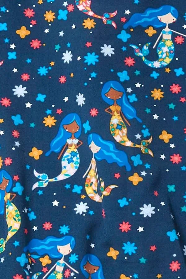Z12213 Summer Splash Women's Print Scrub Top